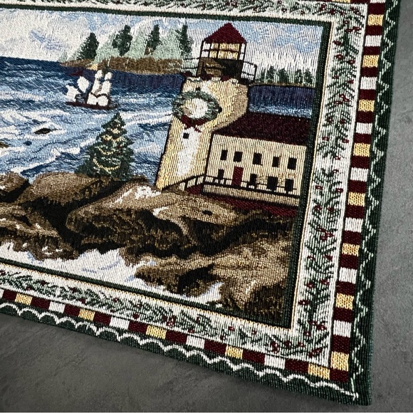 Holiday Christmas Tapestry Placemats Lighthouse Winter Sea Scene 17x12 Set‎ of 4 - Picture 3 of 7